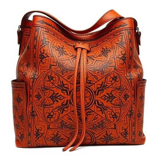 Bolso de cuero repujado con motivos geom&eacute;tricos andaluces.
